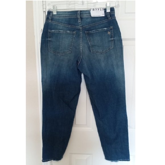 Frayed Jeans High Rise Straight Leg Ripped Jeans Blue Size 8 / 29 Inseam 27" - Picture 3 of 3